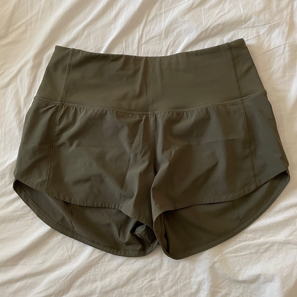 Olive Green Lululemon Speed Up HR Short